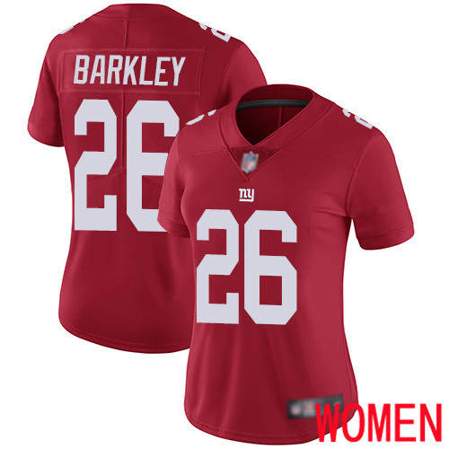 Women New York Giants #26 Saquon Barkley Red Limited Red Inverted Legend Football NFL Jersey